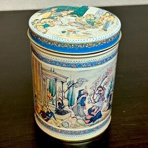 Empty Ben Rickert Decorative Tin - Blue/Silver Rajasthani/Persian Art Design